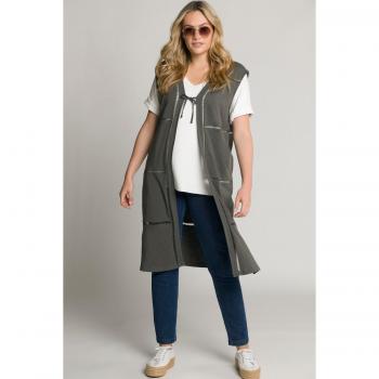 Cardigan in cotone biologico con dettagli a scaletta, donna, grigio, taglia 64/66