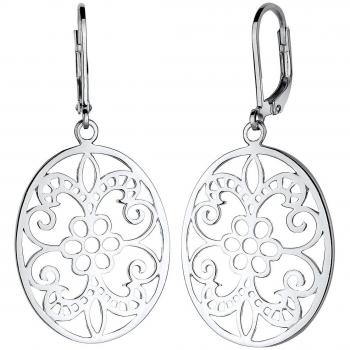 Elli Paar Ohrhänger Ornament Blume Orientalisch Oval 925 Silber – Ornament
