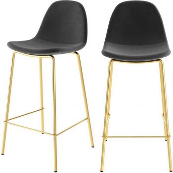 Rendez‑vous Déco – Lot de 2 chaises pour îlot central 65 cm en velours noir – Henrik