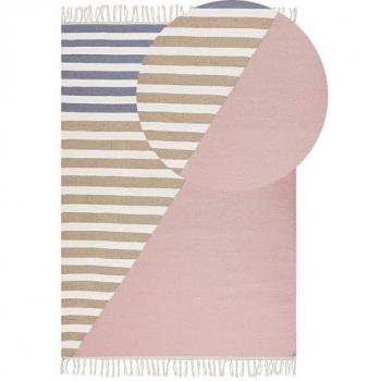 Rectangular Multicolour Wool Jute Area Rug 160 x 230 cm Hand Woven with Tassels