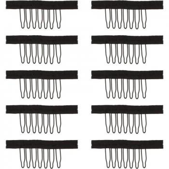 10pcs Black Steel Tooth Wig Combs for Lace Caps