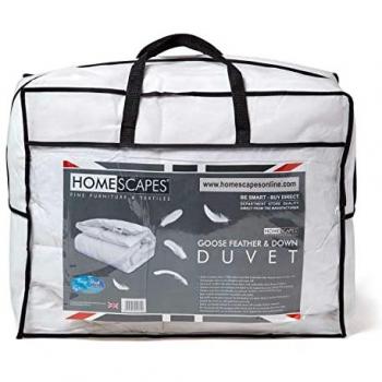 Homescapes 4.5 Tog Goose Feather & Down Duvet Summer Double, RDS, OEKO-TEX certified, Hypoallergenic, Luxury 15% Down 85% Feather, Washable Quilt