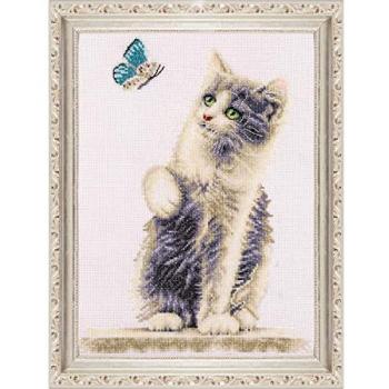 Stickset Katze und Schmetterling von Dutch Stitch Brothers, 24x34cm