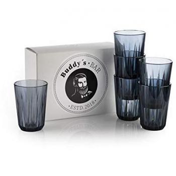 Buddy's Trinkbecher 6er Set, grau, Ø 7 cm x 9,5 cm, Tritan Kunststoff