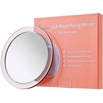 15X Magnifying Mirror with 3 Mounting Suction Cups for Precise Makeup, Eyebrows, and Blackhead/Blemish Removal in Bathroom/Travel