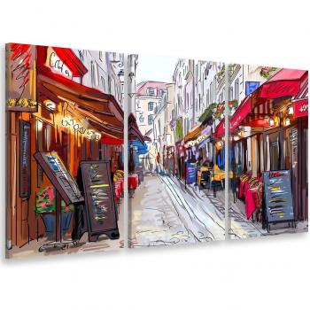 París en Montmartre: Cuadro Tríptico