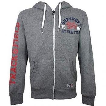 Superdry Track & Field Strickjacke mit Reißverschluss, L, Santa Monica Grey Marl