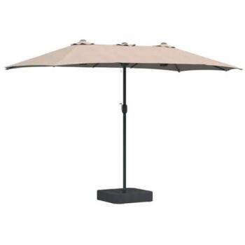Taupe Patio Parasol 385x209x244 cm – VidaXL Fabric