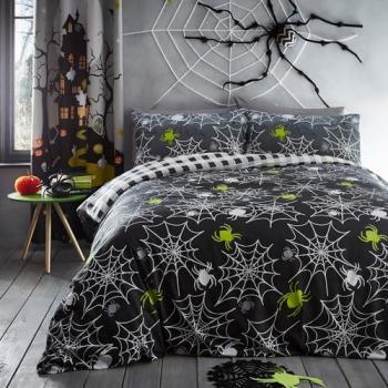 Bedlam Graue Spinnen Leuchtende Bettdecke Set