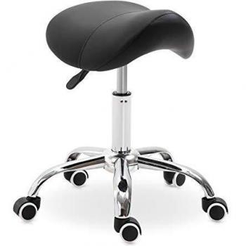 Tabouret de Massage Homcom Selle Ergonomique Pivotant 360° Hauteur Réglable Similicuir Noir