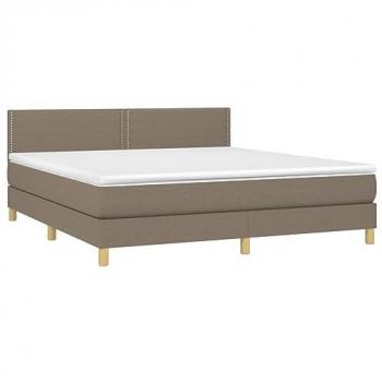 Letto Boxspring con Materasso e LED Tortora 180x200 cm in Tessuto