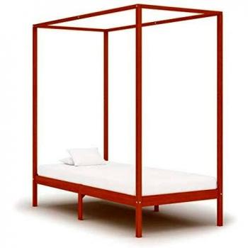 Vidaxl's 90x200cm Canopy Bed Frame in Solid Honey Brown Wood, without Mattress