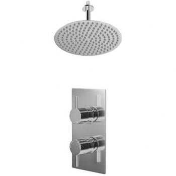 Circo Twin Thermostatic Shower Valve and 300mm Ceiling-Mounted Round Head