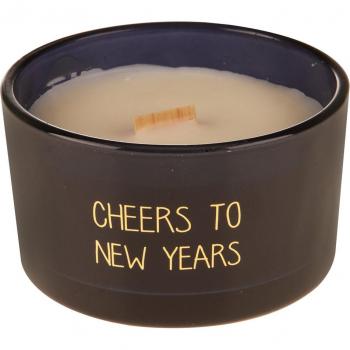 My Flame Seasonal Glow Cheers With Wooden Wick Candle 9x5 cm