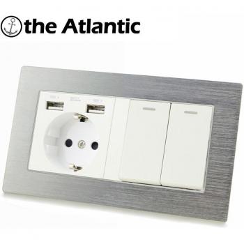 Atlectric EU USB Power Wall Socket, 1-4 Gang Rocker Switch, Double Socket 146mm x 86mm