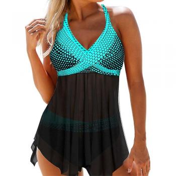 Vêtement d'été Kaïse Plus 2 pièces tankini femme taille XL polka dot bleu