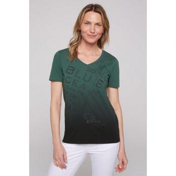 Casual V‑Shirt SOCCX für Frauen S Grün, 100 % Baumwolle, tailliert, Kurzärmlig
