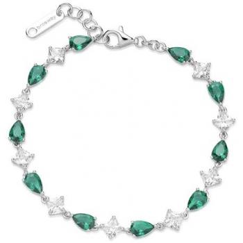 Luxuriöses Armknochen aus Sterlingsilber mit schimmernden Life Green Zirkonen – Armschmuck