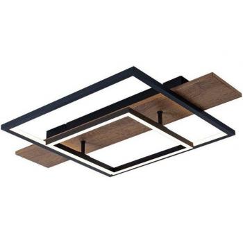 Modernes LED Deckenlicht mit Memory-Funktion, warmweiß, in Holzoptik für Wohnbereiche