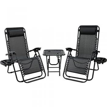 3-teiliges Relaxliege Set mit Kopfpolster und klappbarem Design