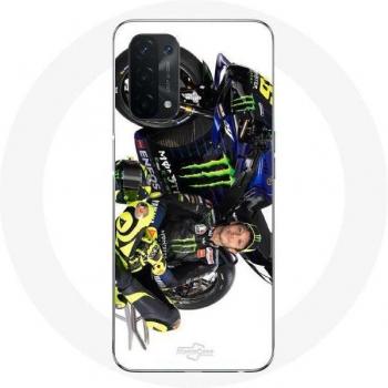 Housse Oppo A74 5G Valentino Rossi Pilote de vitesse fond blanc