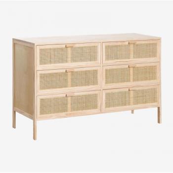 Rattan-Holz-Kommodenreihe für Kinder – Braun – Reyna Natural von Sklum