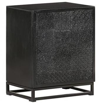 VidaXL Black Bedside Cabinet 40x30x50 cm Solid Acacia and Mango Wood