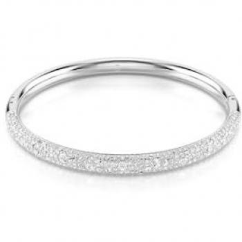 Swarovski Jewelry Meteora Bangle with Snow Pavé and Rhodium Plating