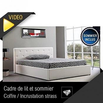 Bureau de nuit BAHIA 140x190 blanc + sommier inclus