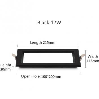 Lampe carrée LED encastrable 12W faisceau large 180° pour plafond salon salle de bains couloir