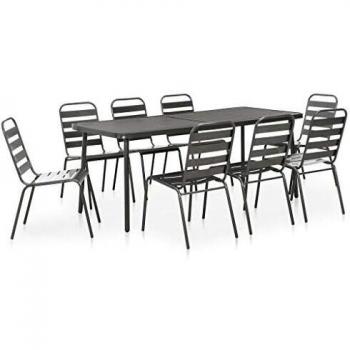 Livret VidaXL : Meubles de terrasse 9 pièces acier sombre