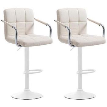 Set de taburetes regulables Lucy V2 en tela beige y blanco
