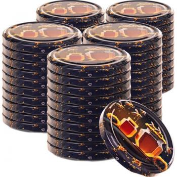 Pack Fi82 : 50 bouchons et couvercles de bocaux miel, 6 clips fournis