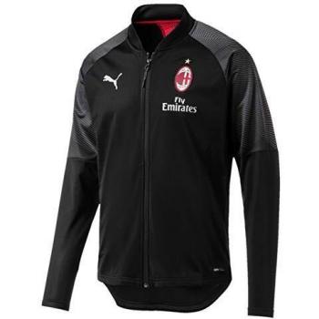 AC Milan Stadium PUMA Men’s Poly Jacket with Logo – Black & Tango Red (S)
