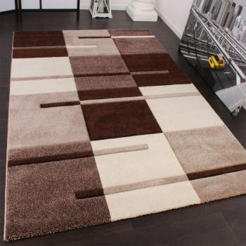 Tapis Chic Découpé Motif Carreaux Beige Marron 120x170 cm