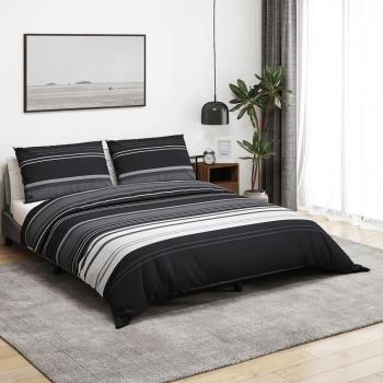 Housse de couette noir/blanc 155x220 cm – coton (VidaXL)