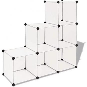 Mobiletto Salvaspazio a Cubo Bianco con 6 Scomparti