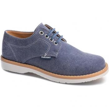 Zapatos de cordones para niño Pablosky en tejido azul