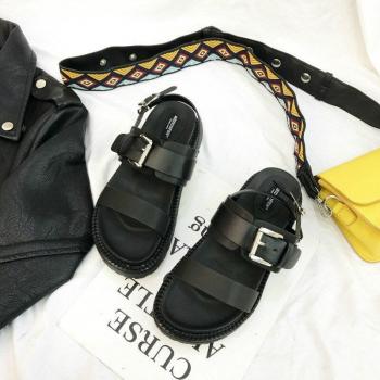Sandales noires à rivets et boucle pour femmes Boussac SWC1006
