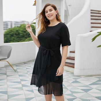 Robe décontractée midi grande taille femme O cou été