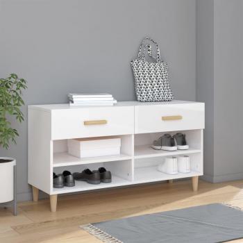 Armoire de Rangemente à Chaussures Blanc Brillant 102x35x55 cm