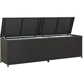 VidaXL Rattan Garden Storage Box 200x50x60 cm Black