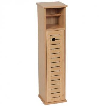 Tendances : Meuble Réserve & Dérouleur Papier WC 1 Porte, 1 Étagère, H75 cm Naturel