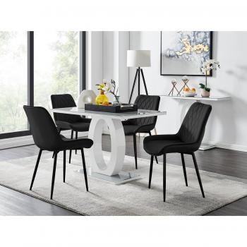 Giovani Grey Dining Table Set with Four Black Leg Chairs