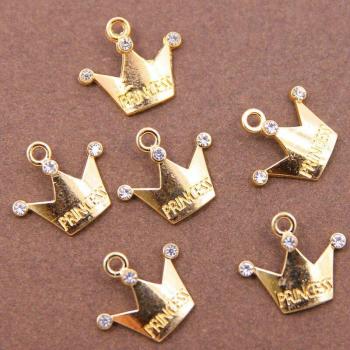10 Stück DIY Schmuck Zubehör Strass Krone Anhänger KC Gold für Schmuckherstellung