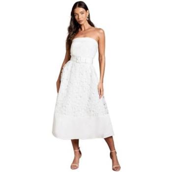 Coast Women’s Midi Lace Dress in Ivory, Belted Bandeau – 18