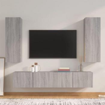 Porta TV Torana 4x – Mobile in Legno Multistrato Grigio Sonoma