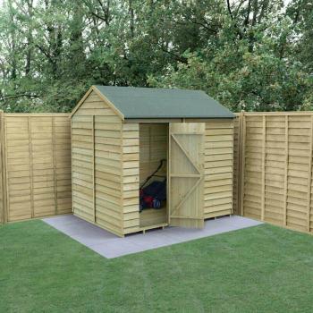 Forest Garden 8' x 6' 4-Life Reverse Apex Overlap Pressure Treated Shed with No Windows