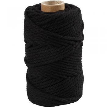 Cordon pour macramé, L: 55 m, 4 mm, noir, 330 gr, 1 rouleau | 414755