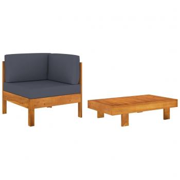 Muebles de jardín 2 pzas cojines madera acacia gris oscuro Vidaxl